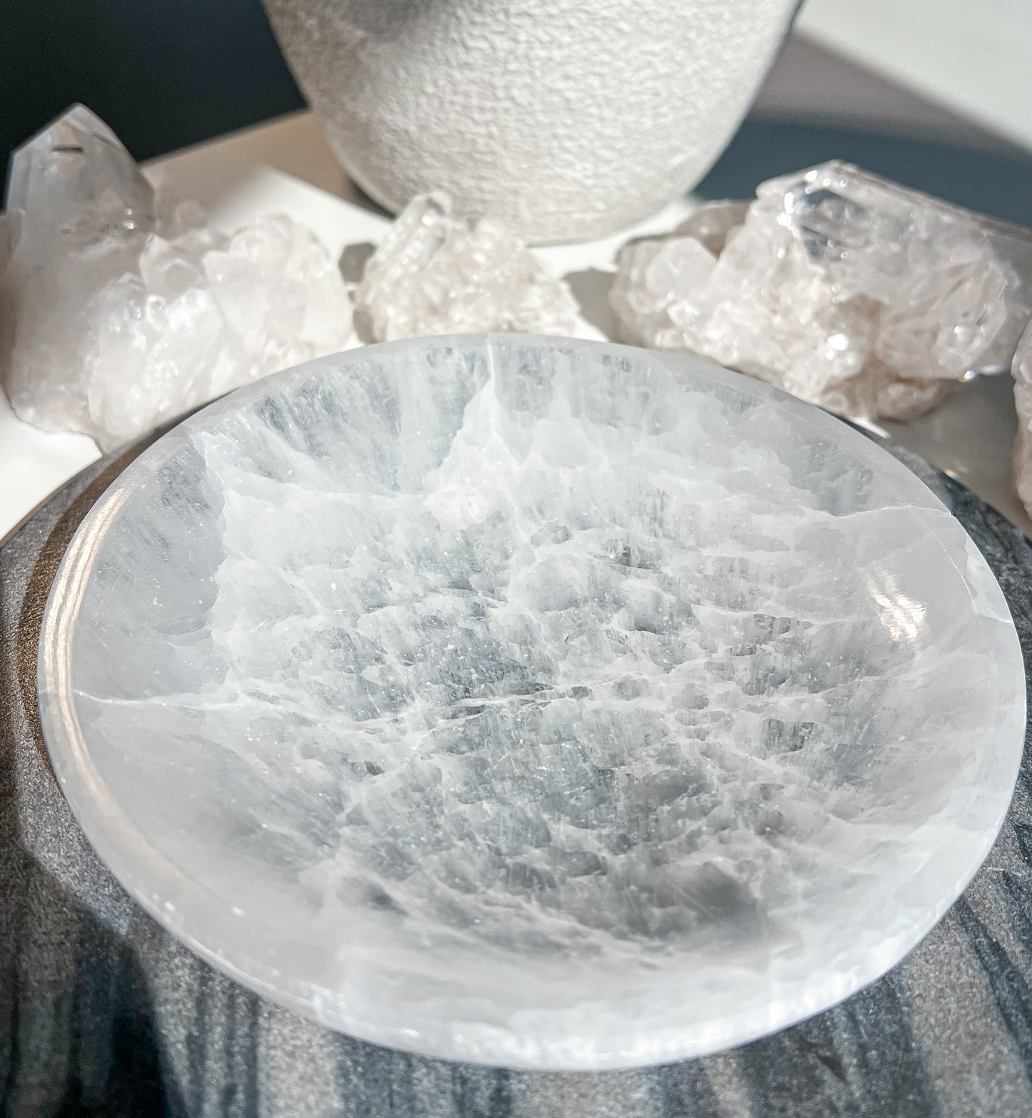 Apvalus Selenito dubenėlis/ padėkliukas, ⌀ 14cm