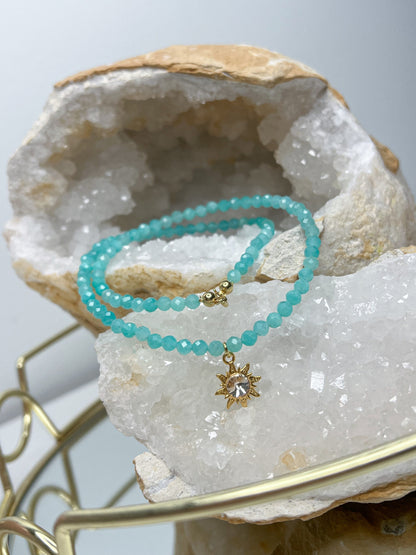 Amazonito vėrinys su saulute, 4mm