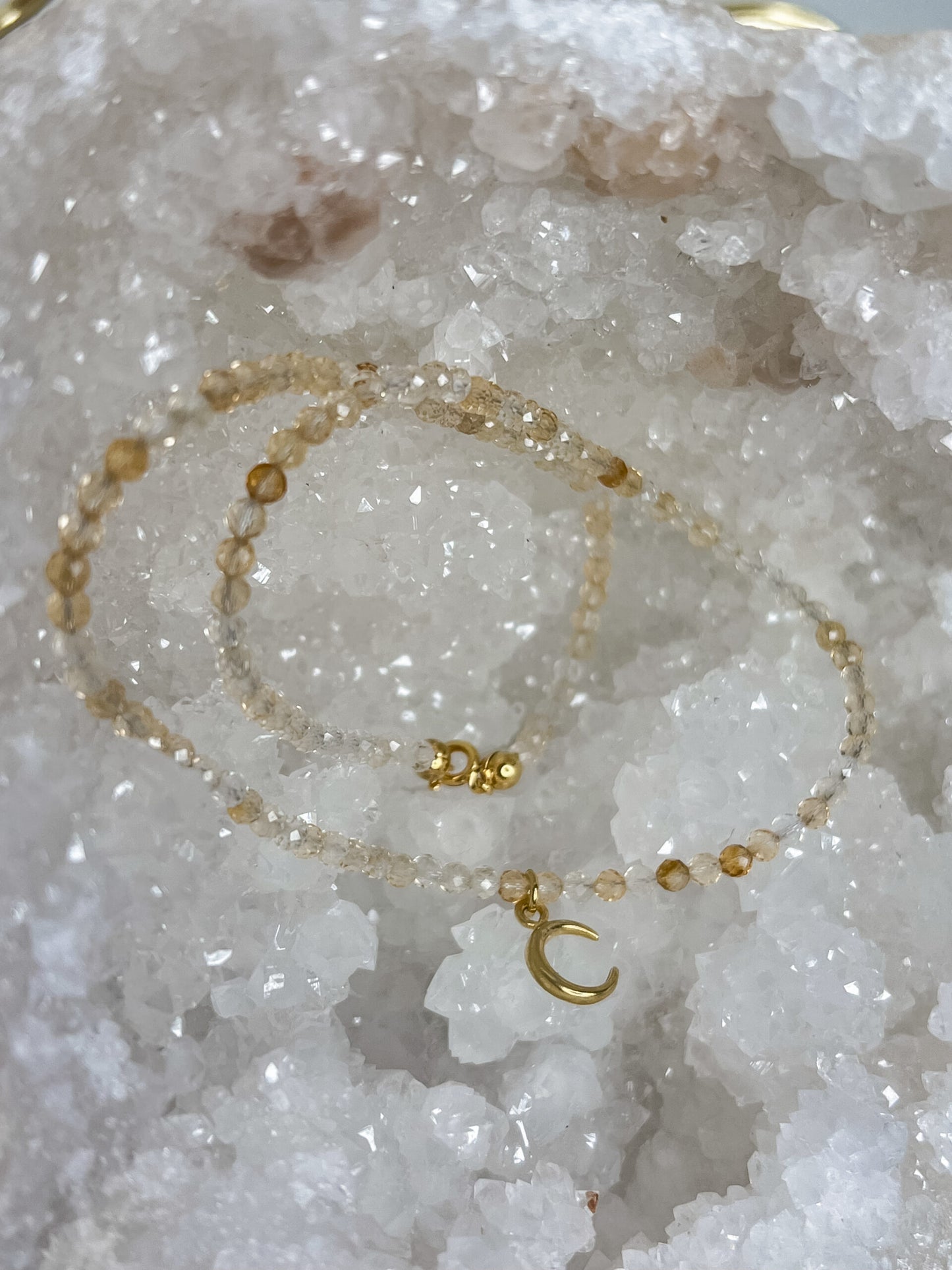 Citrino vėrinys su mėnuliuku, 3mm